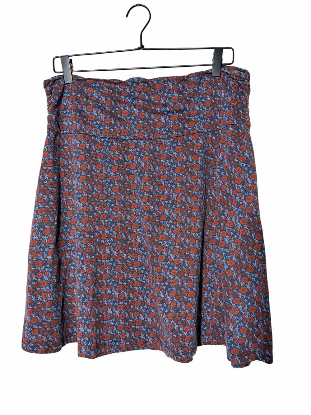 Floral A-Line Skirt in Blue and Rust